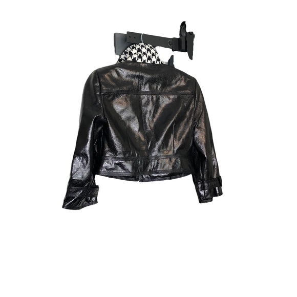 CARLISLE Black Cropped 3/4 Sleeve Biker Moto Jacket Size 4 - Picture 2 of 13